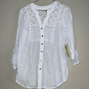 PerSeption Concept lace button-down blouse size small